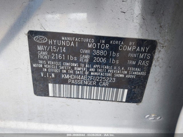 Hyundai ELANTRA SE 2015 KMHDH4AE2FU225223 Image 9