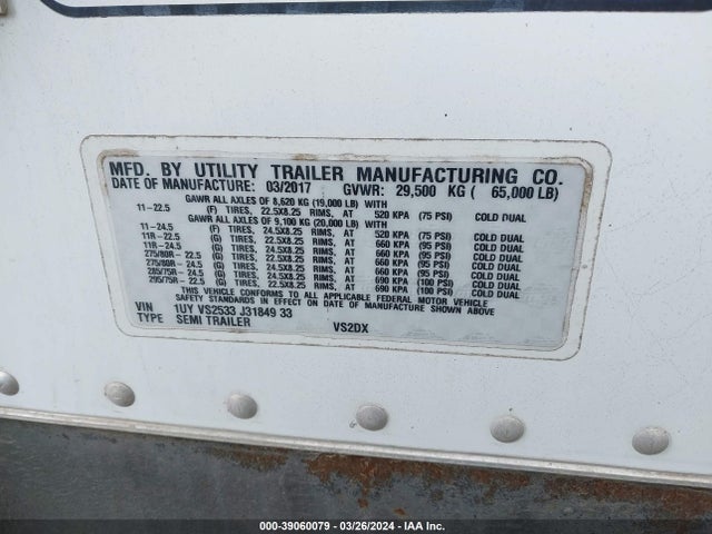 1UYVS2533J3184933 Utility Trailer Mfg Utility Trailer Manufacturer