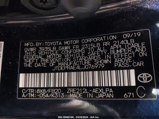 Toyota COROLLA LE 2020 JTDEPRAE4LJ076979 Image 9