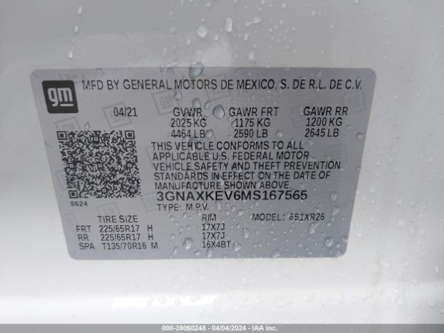 2021 CHEVROLET EQUINOX 3GNAXKEV6MS167565 Photo 8