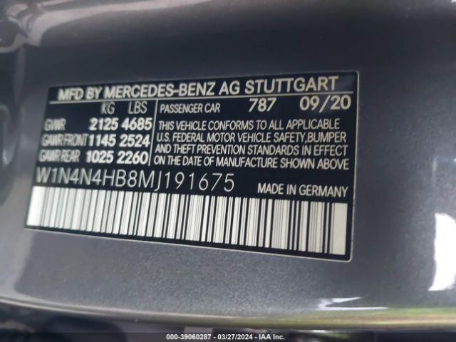 W1N4N4HB8MJ191675 Mercedes-Benz Gla 250 4matic
