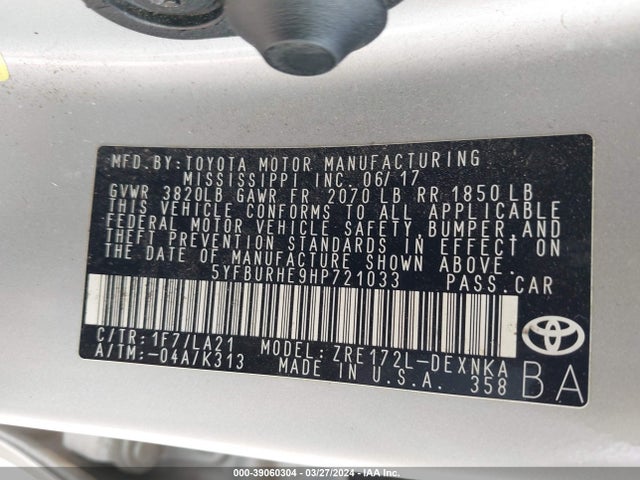 Toyota Corolla Xle 2017 5YFBURHE9HP721033 Image 9