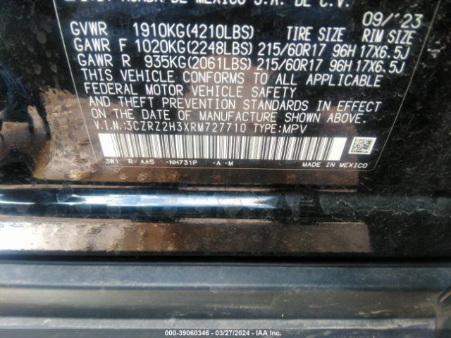 3CZRZ2H3XRM727710 Honda HR-V LX