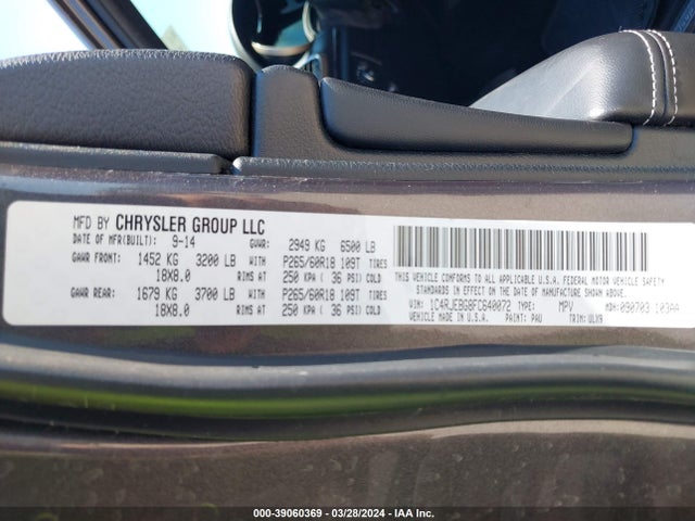 1C4RJEBG8FC640072 Jeep Grand Cherokee Limited