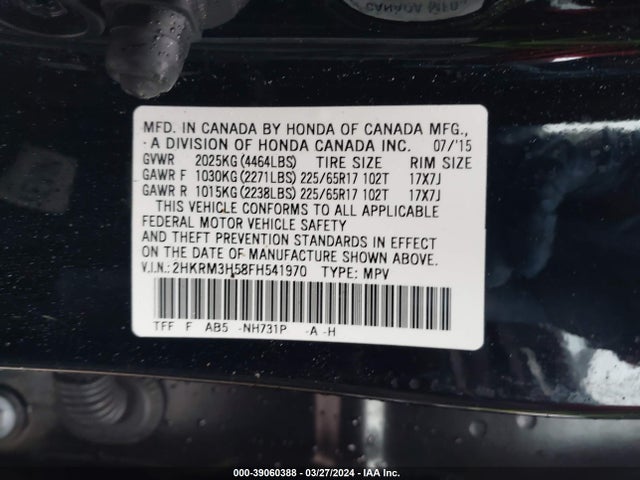 Honda CR-V EX 2015 2HKRM3H58FH541970 Image 9
