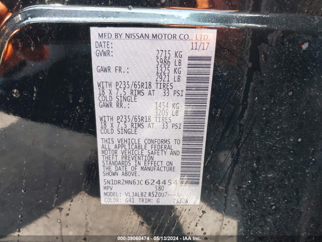 Nissan Pathfinder S 2018 5N1DR2MN6JC624454 Image 9