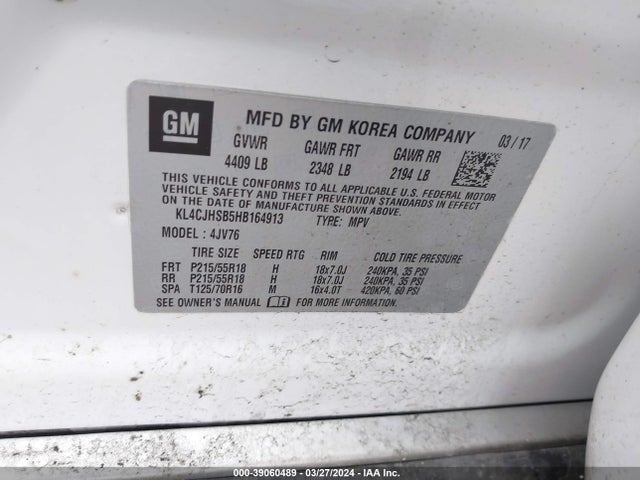 KL4CJHSB5HB164913 Buick Encore Premium