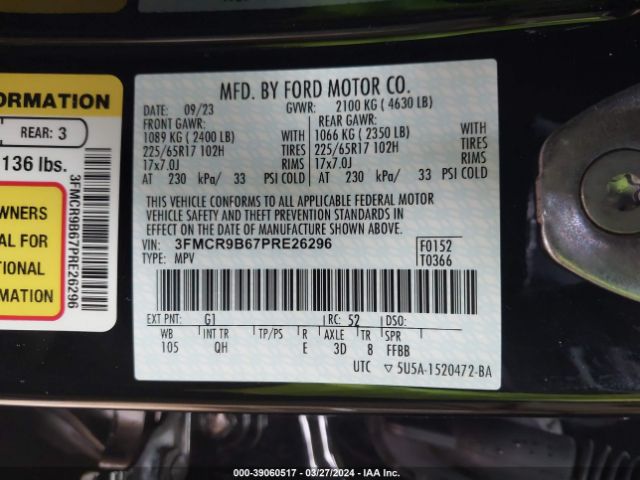 3FMCR9B67PRE26296 Ford Bronco Sport Big Bend