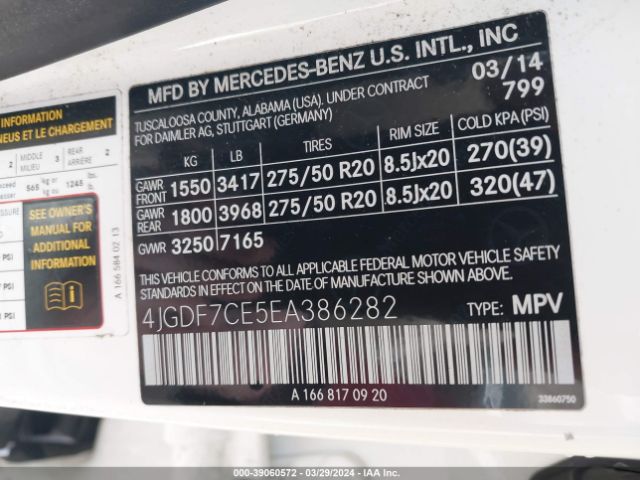 4JGDF7CE5EA386282 Mercedes-Benz Gl 450 4matic