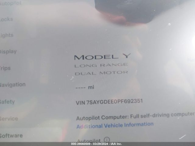 7SAYGDEE0PF692351 Tesla Model Y Awd/long Range Dual Motor All-wheel Drive