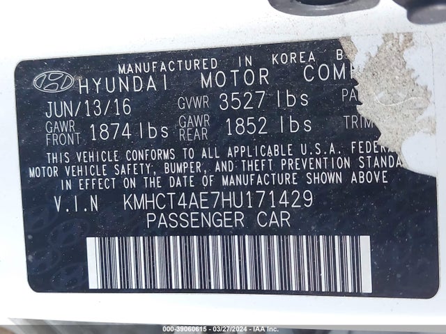 Hyundai ACCENT SE 2017 KMHCT4AE7HU171429 Image 9