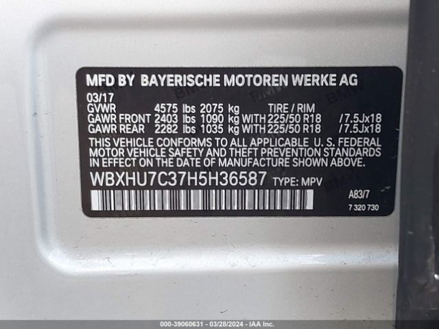 WBXHU7C37H5H36587 BMW X1 Sdrive28i