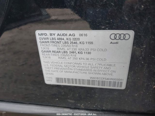 WA1ECCFS4HR003041 Audi Q3 2.0t Premium