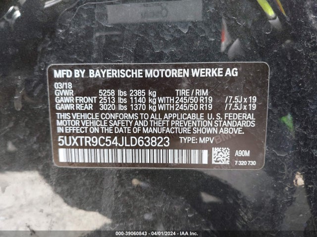 5UXTR9C54JLD63823 BMW X3 Xdrive30i