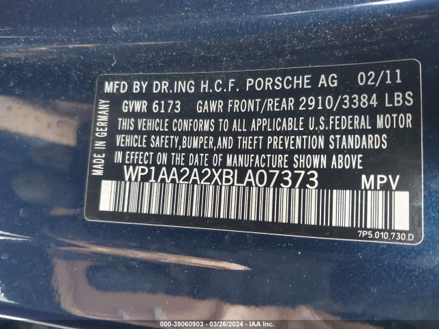 2011 PORSCHE CAYENNE WP1AA2A2XBLA07373 Photo 8