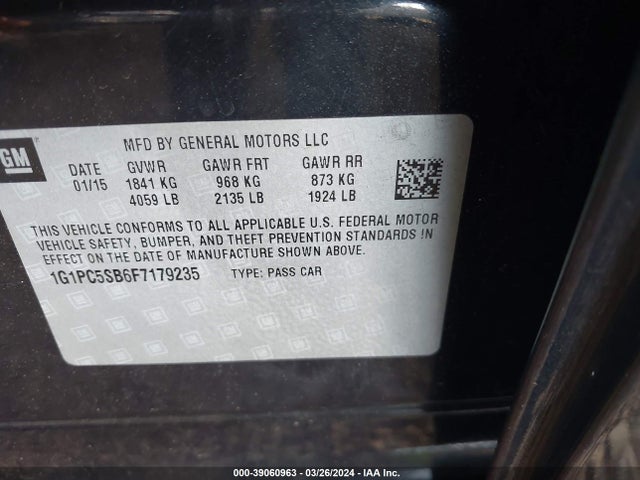 Chevrolet CRUZE LT 2015 1G1PC5SB6F7179235 Image 9
