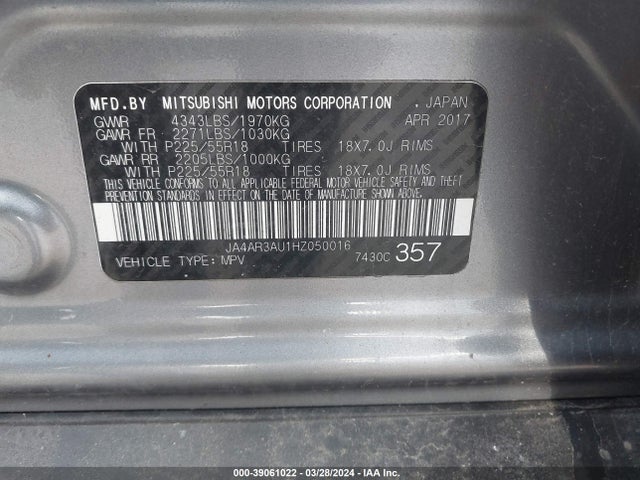 JA4AR3AU1HZ050016 Mitsubishi Outlander Sport 2.0 Es/2.0 Le
