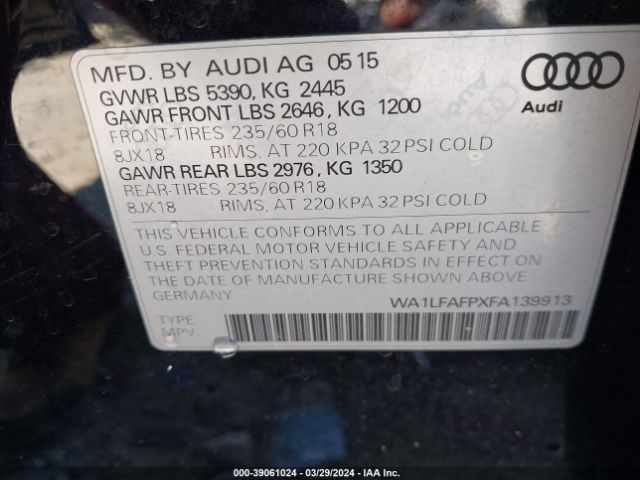 WA1LFAFPXFA139913 Audi Q5 2.0t Premium