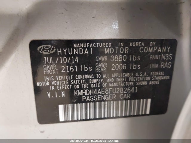 Hyundai ELANTRA SE 2015 KMHDH4AE8FU282641 Image 9