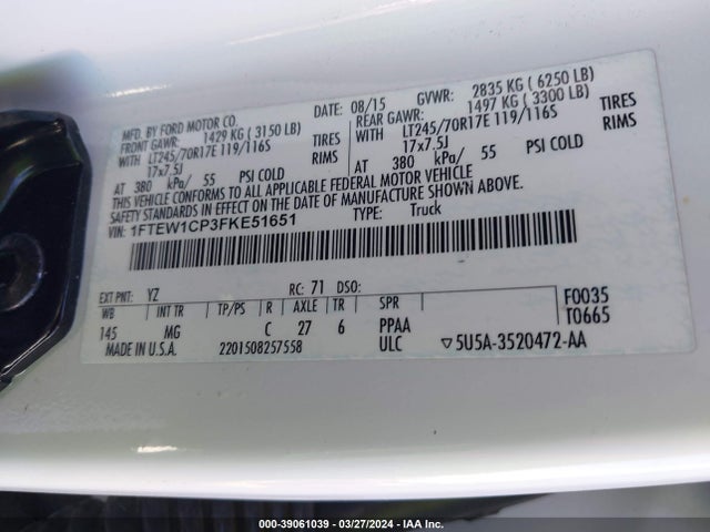 Ford F-150 Xlt 2015 1FTEW1CP3FKE51651 Image 9