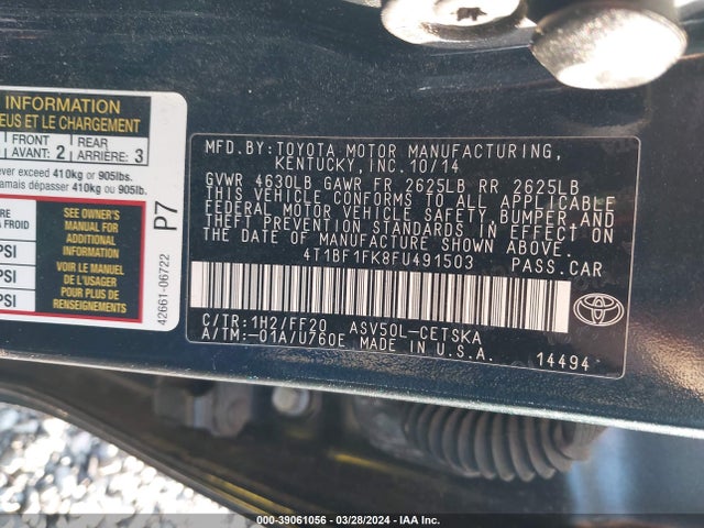 Toyota CAMRY SE 2015 4T1BF1FK8FU491503 Image 9