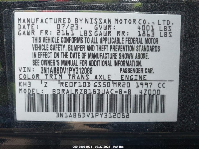 Nissan Sentra Sr Xtronic Cvt 2023 3N1AB8DV1PY312088 Image 9