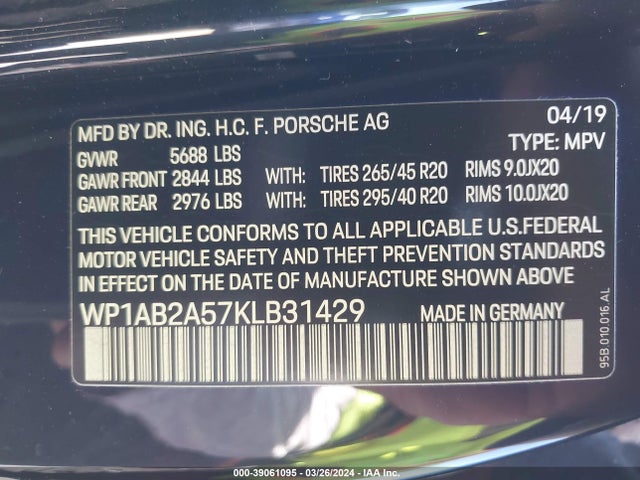 2019 PORSCHE MACAN WP1AB2A57KLB31429 Photo 8