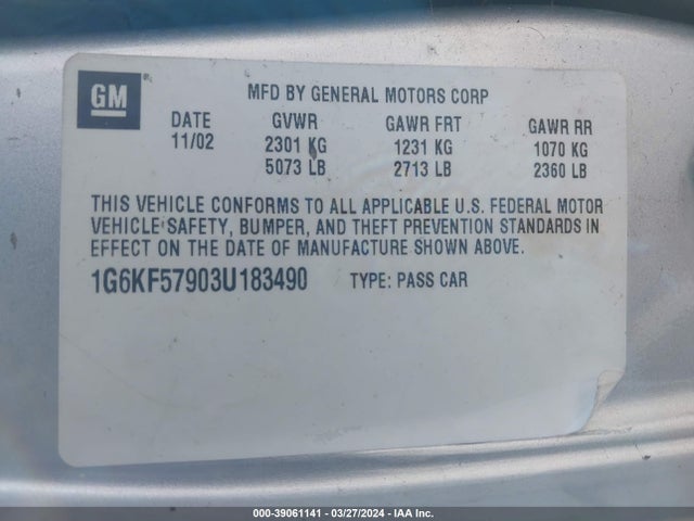 2003 CADILLAC DEVILLE 1G6KF57903U183490 Photo 8