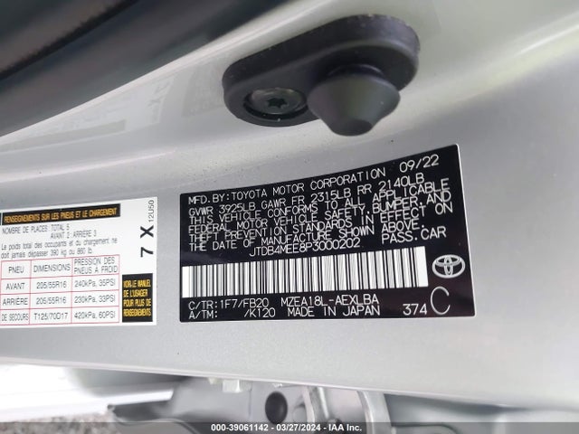 Toyota COROLLA LE 2023 JTDB4MEE8P3000202 Image 9