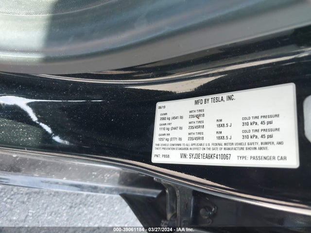 Tesla Model 3 Long Range/mid Range/standard Range/standard Range Plus 2019 5YJ3E1EA6KF410067 Image 9