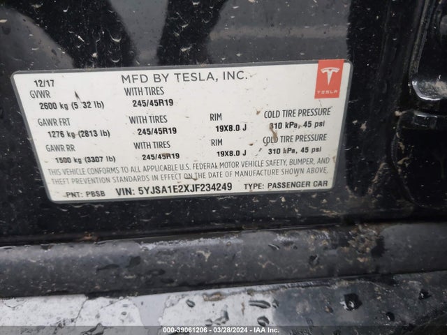 2018 TESLA MODEL S 5YJSA1E2XJF234249 Photo 8