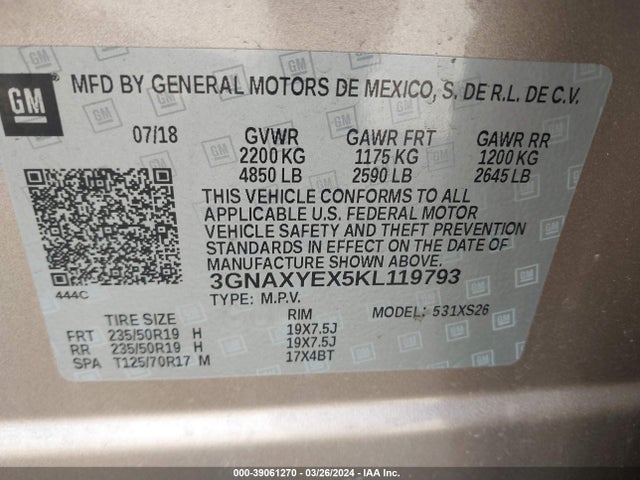 Chevrolet Equinox Premier 2019 3GNAXYEX5KL119793 Image 9