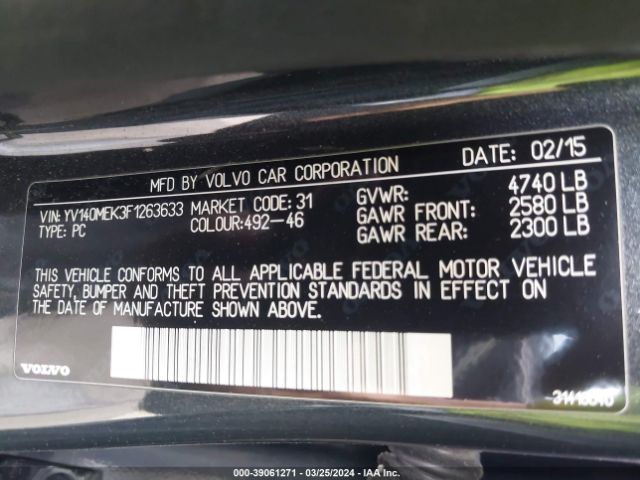 YV140MEK3F1263633 Volvo V60 T5 Premier
