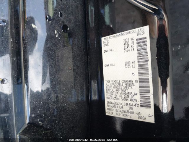 1N4AA6EV2LC386440 Nissan Maxima Sr Xtronic Cvt
