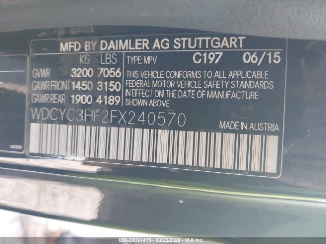 WDCYC3HF2FX240570 Mercedes-Benz G 550 4matic