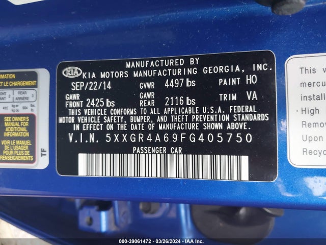 KIA Optima Sx Turbo 2015 5XXGR4A69FG405750 Image 9