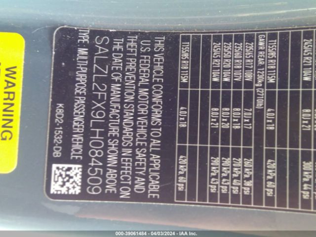 2020 LAND ROVER RANGE ROVER EVOQUE SALZL2FX9LH084509 Photo 8