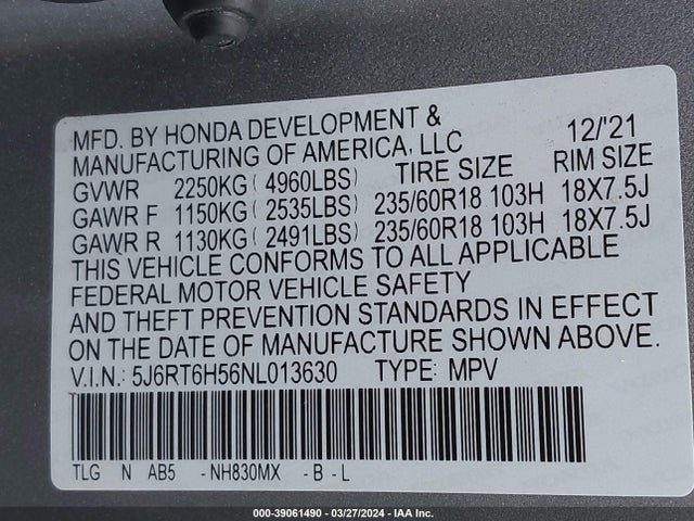 Honda Cr-v Hybrid Ex 2022 5J6RT6H56NL013630 Image 9