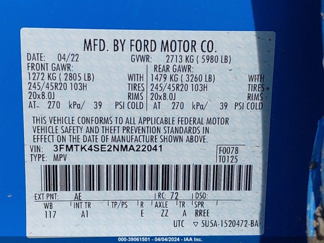 Ford Mustang Mach-e Gt 2022 3FMTK4SE2NMA22041 Image 9