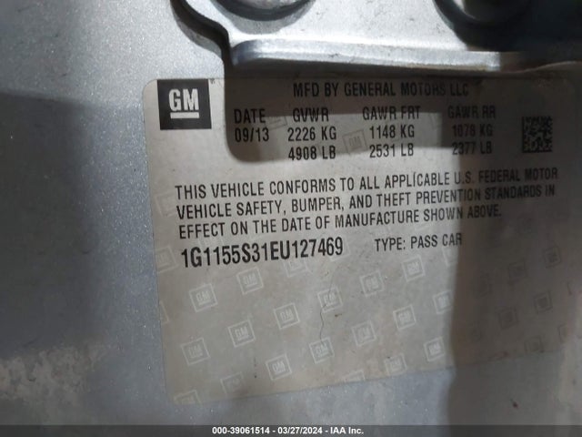 Chevrolet IMPALA 2LZ 2014 1G1155S31EU127469 Image 9