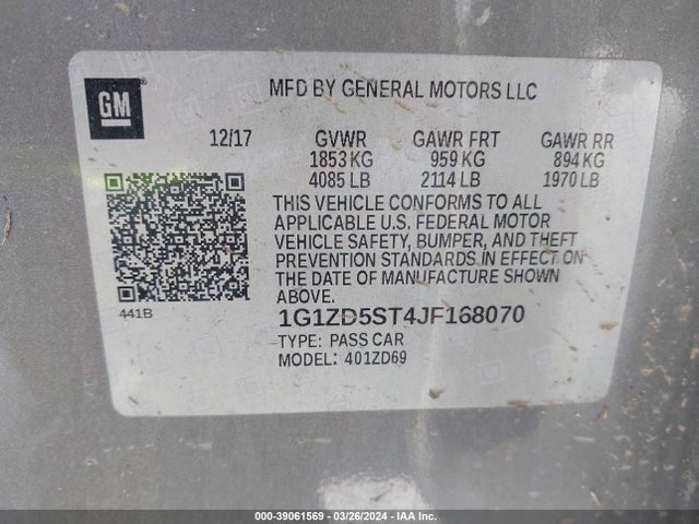 Chevrolet MALIBU LT 2018 1G1ZD5ST4JF168070 Image 9