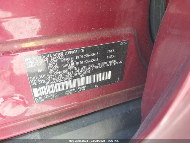 Toyota VENZA LE 2021 JTEAAAAH3MJ049877 Image 9