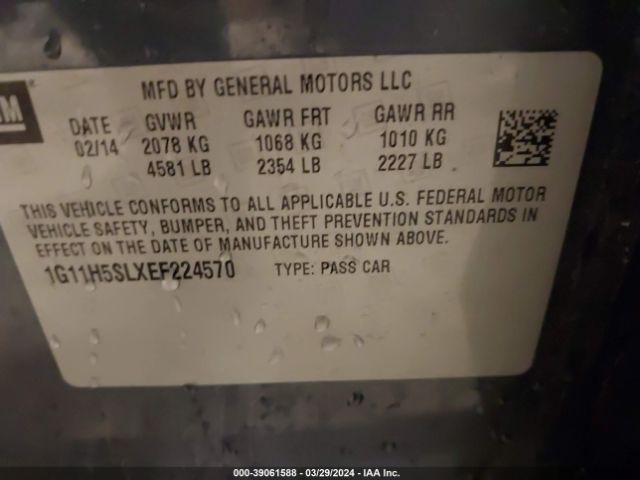 1G11H5SLXEF224570 Chevrolet Malibu 1lz