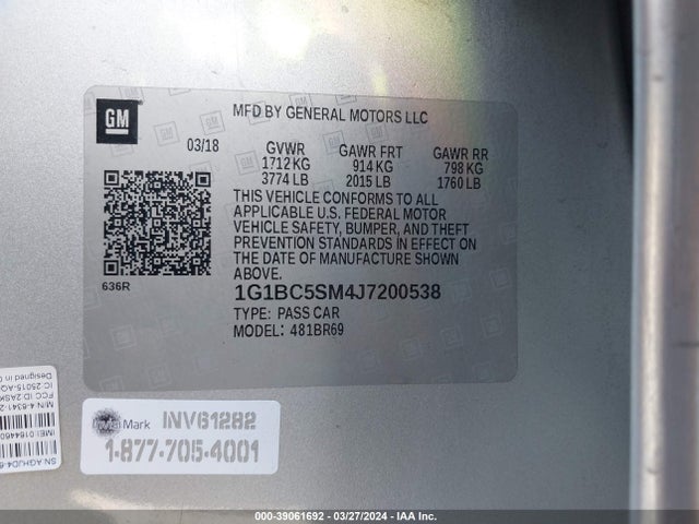 Chevrolet Cruze Ls Auto 2018 1G1BC5SM4J7200538 Image 9