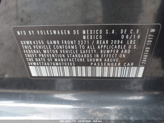 3VW4T7AU7GM070263 Volkswagen Golf Gti Se 4-door