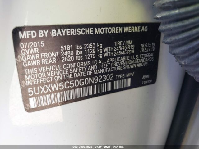 5UXXW5C50G0N92302 BMW X4 Xdrive35i