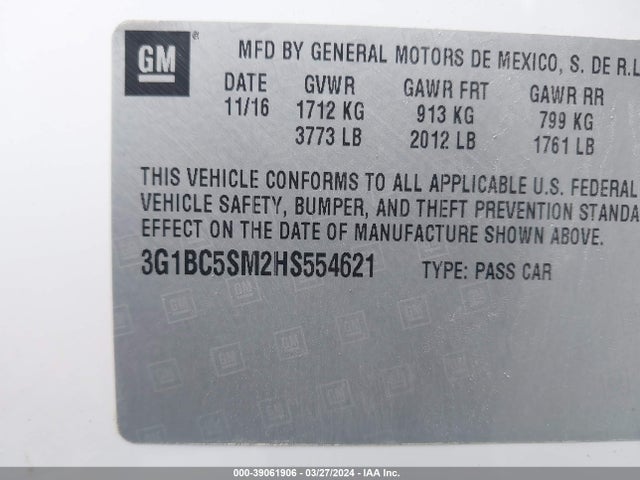 Chevrolet Cruze Ls Auto 2017 3G1BC5SM2HS554621 Image 9