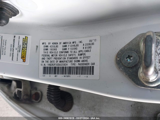 Honda ACCORD LX 2014 1HGCR2F30EA020624 Image 9