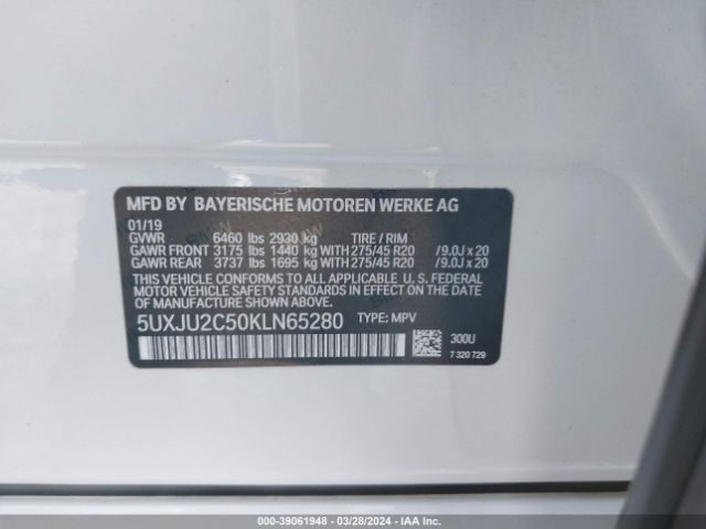 5UXJU2C50KLN65280 BMW X5 Xdrive50i