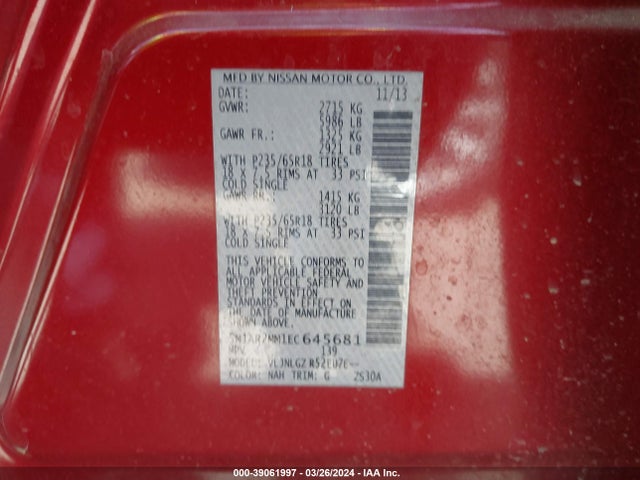 Nissan Pathfinder Sl 2014 5N1AR2MM1EC645681 Image 9